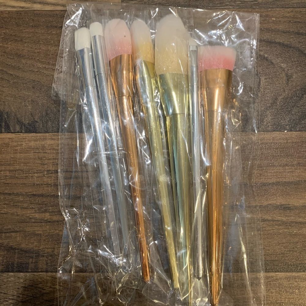 7 pc metallic makeup brush set